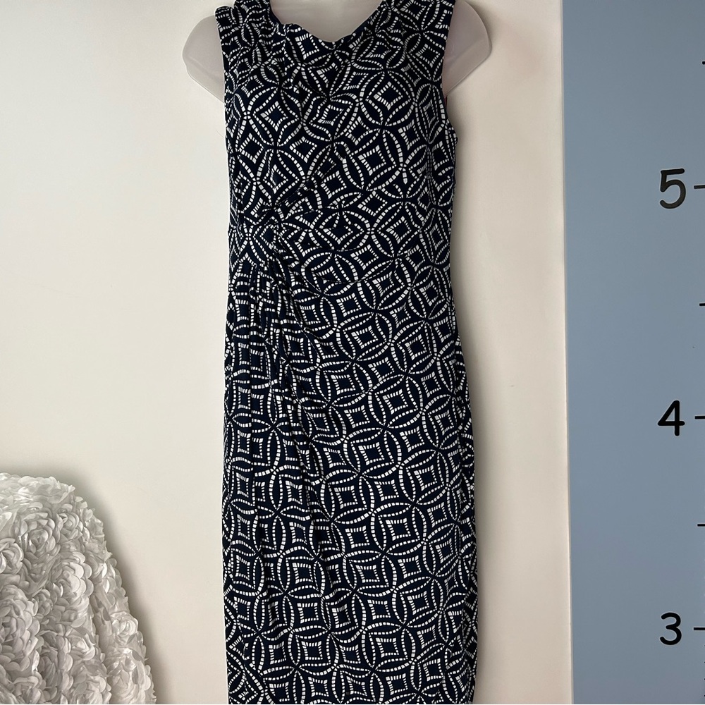 Covington Dark Blue Geo‎ Print Sleeveless Dress 10